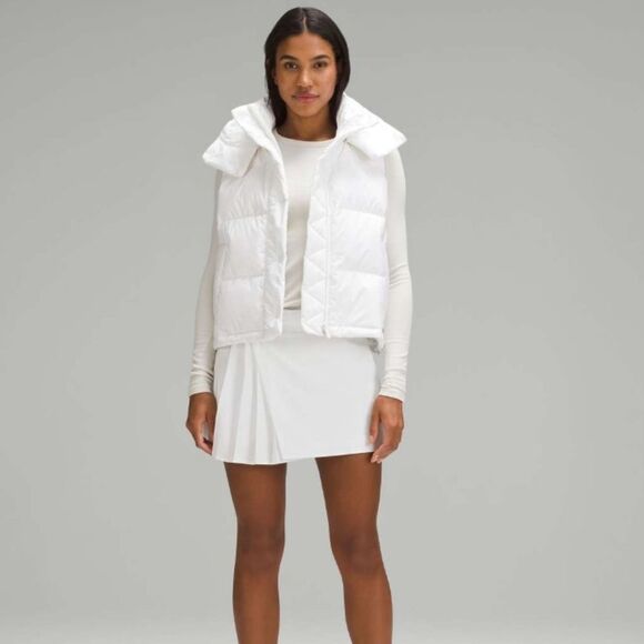Lululemon Wunder Puff Cropped Vest In White Size 6 New No Tag - Picture 2 of 16